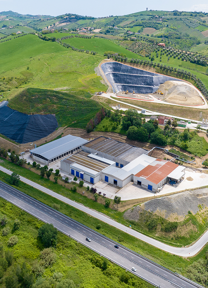 Dettaglio del sistema di accumulo e trattamento del biogas del polo impiantistico di Orvieto di Acea Ambiente